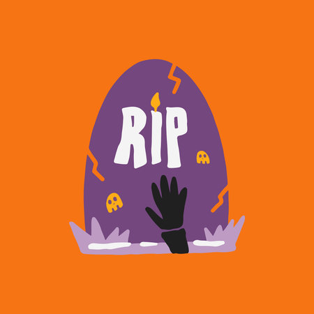 Bubbly Tombstone Hand Drawn Halloween Illustration Setのイラスト素材