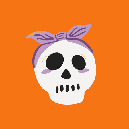 Bubblu Skull Hand Drawn Halloween Illustration Setのイラスト素材