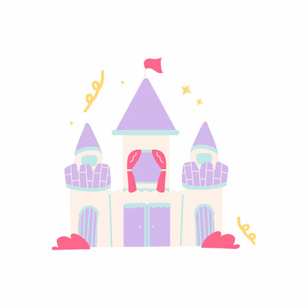 Fantasy Cute Castle Unicorn Illustrationのイラスト素材