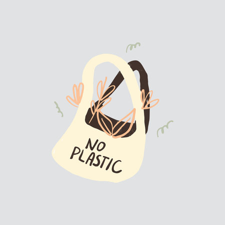 Reusable Bag Organic Zero Waste Living Illustrationのイラスト素材