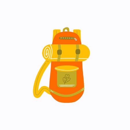 Fun Camping Backpack Hand Drawn Summer Camp Illustrationのイラスト素材