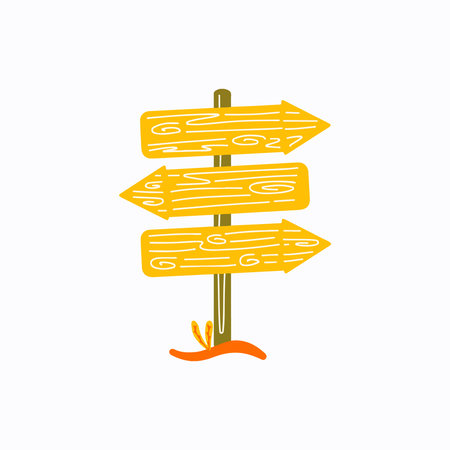 Fun Arrow Direction Sign Board Hand Drawn Summer Camp Illustrationのイラスト素材