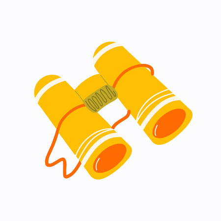 Fun Binoculars Hand Drawn Summer Camp Illustrationのイラスト素材