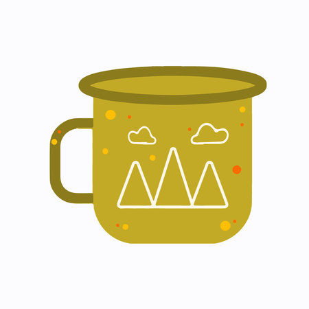 Fun Camping Mug Hand Drawn Summer Camp Illustrationのイラスト素材
