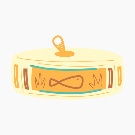 Pet Food in Can Brightly Cute Home Pet Care Illustrationのイラスト素材
