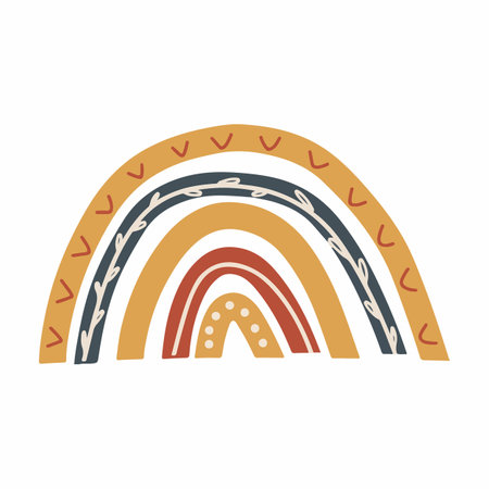 Cute Boho Rainbow Hand Drawn Boho Illustrationのイラスト素材