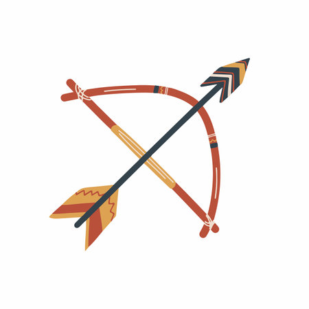 Cute Boho Bow and Arrow Hand Drawn Boho Illustrationのイラスト素材
