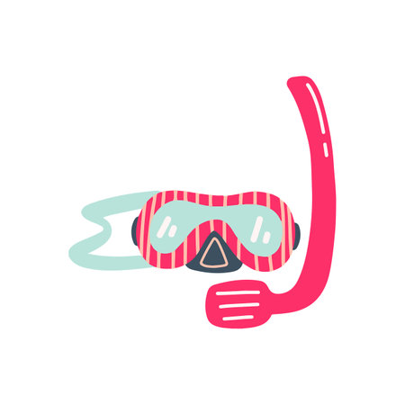 Cheerful Snorkel Summer Vacation Illustrationのイラスト素材