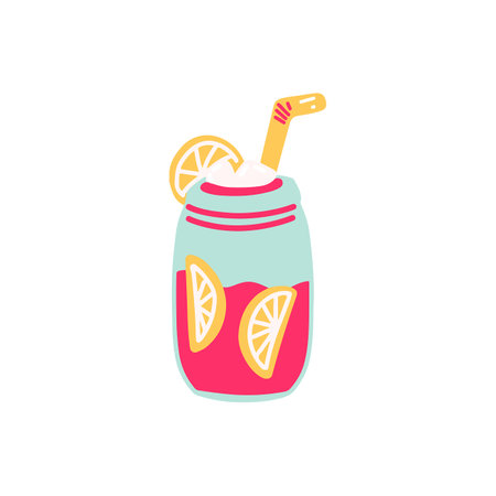 Cheerful Lemonade Summer Vacation Illustrationのイラスト素材