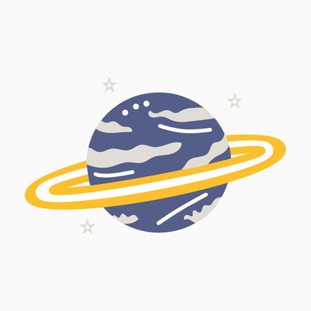 Blue Saturn Great Universe Outer Space Illustrationのイラスト素材