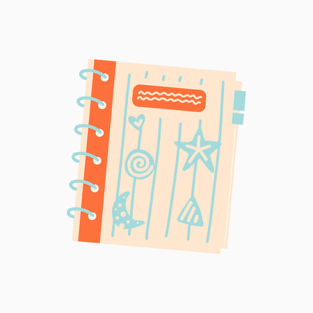 Orange Cream Notebook Bright & Cute Stationery Illustrationのイラスト素材