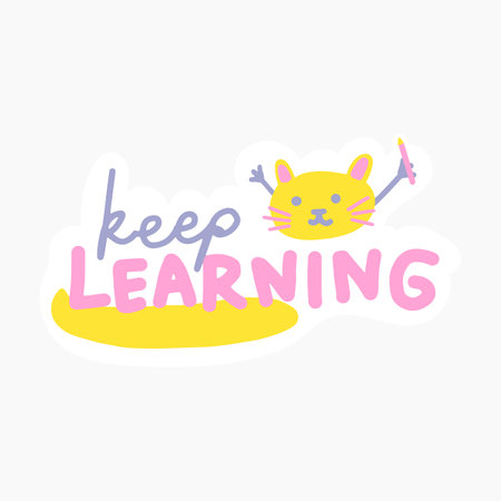 Keep Learning Handwriting Typography Illustrationのイラスト素材