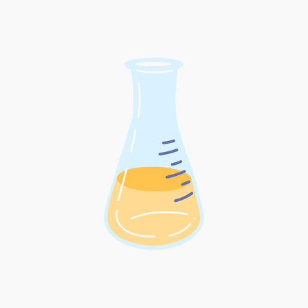 Yellow Liquid in an Erlenmeyer Flask Illustrationのイラスト素材