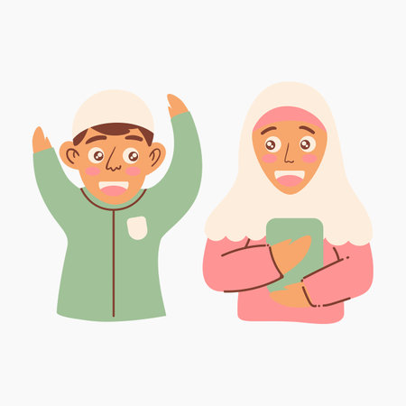 Moslem Kids Illustrationのイラスト素材
