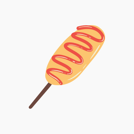 Tasty Corndog with Sauce on top Illustrationのイラスト素材