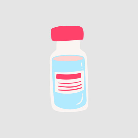 Cute Tiny Vaccine Bottle Illustrationのイラスト素材