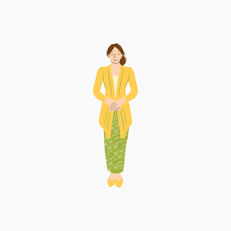 Woman in Indonesian Traditional Dress Illustrationのイラスト素材
