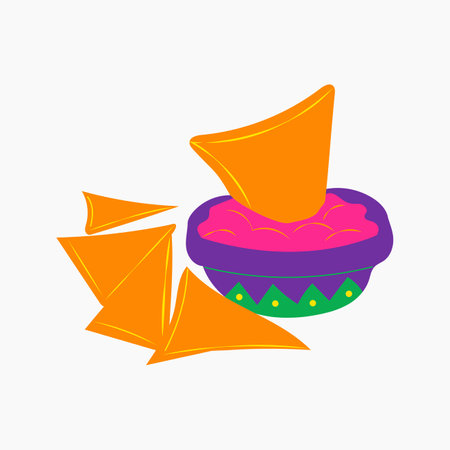 Nachos and Salsa Dip Illustration Elementのイラスト素材