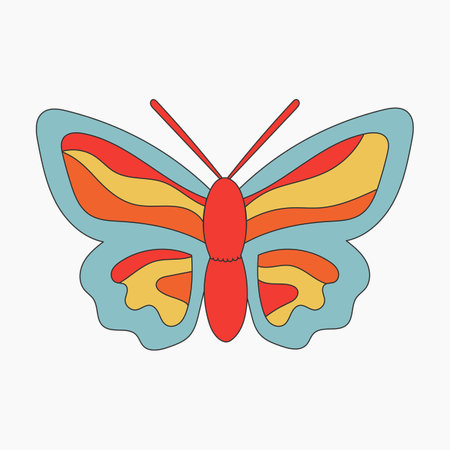 Retro Hippie Butterfly Illustrationのイラスト素材