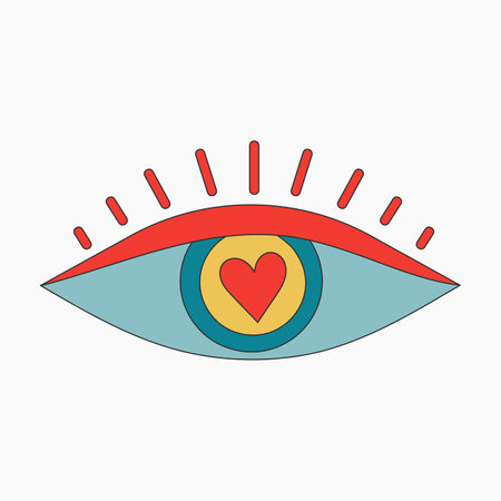 Retro Hippie Lovely Eye Illustrationのイラスト素材