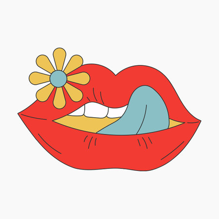 Retro Red Lips Illustrationのイラスト素材