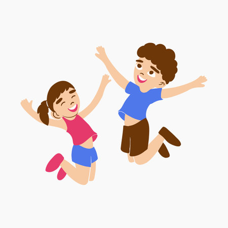 Jumping Kids Illustrationのイラスト素材