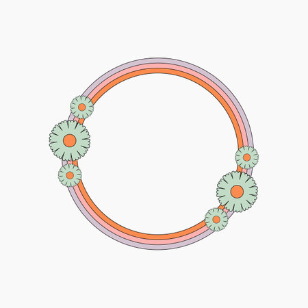 Flowers on Circle Frame Elementのイラスト素材