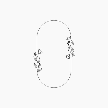 Ellipse Floral Frame Elementのイラスト素材