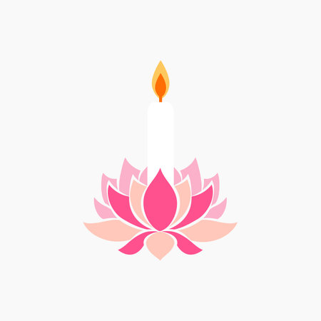 A Lotus Flower with Standing Candleのイラスト素材