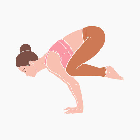 Crow Pose Yoga Illustrationのイラスト素材
