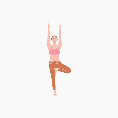 Tree Pose Yoga Illustrationのイラスト素材