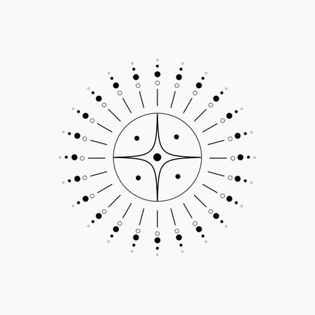 Aesthetic Celestial Sun Line Artのイラスト素材