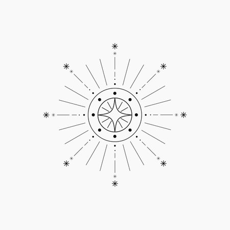 Aesthetic Celestial Sun Line Artのイラスト素材
