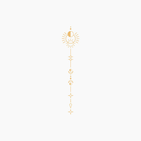 Moon & Sun Line Art Elementのイラスト素材