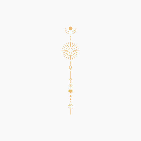 Moon & Sun Line Art Elementのイラスト素材