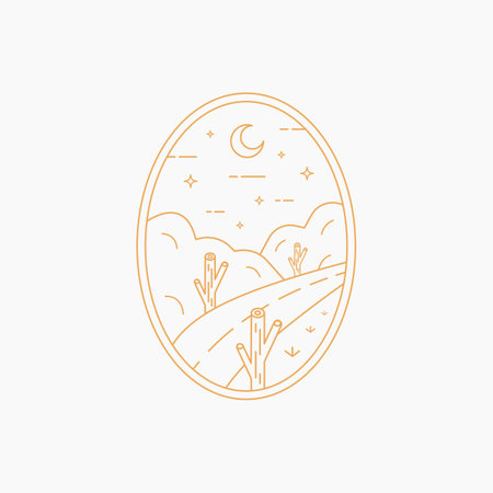 Ellipse Monoline Art Badgeのイラスト素材