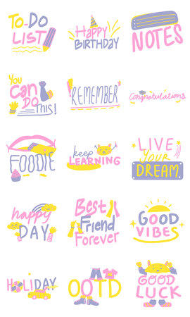 Handwritten Typography Illustration Setのイラスト素材
