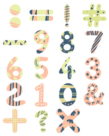 Fun Learning Numbers Illustration Setのイラスト素材