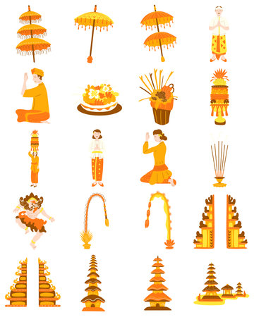 Orange Nyepi Illustration Setのイラスト素材