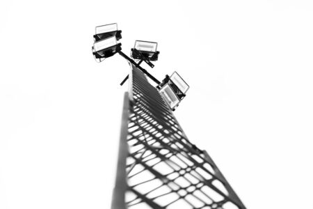tower with five floodlights to the sports arena 2019-07-06 Umea Swedenの写真素材