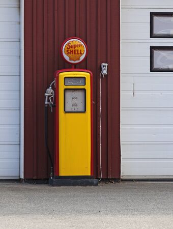 Umea, Sweden - August 3, 2019: old gas pump as collector's itemのeditorial素材