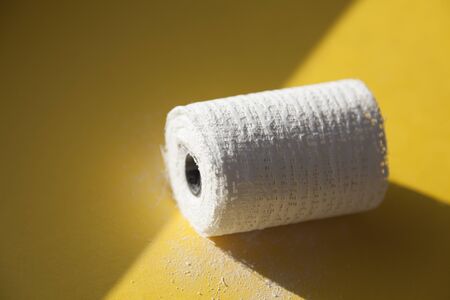 gypsum bandage in roll lying in the hospital's window sillの写真素材