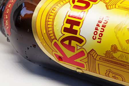 Umea, Norrland Sweden - February 6, 2020: a bottle with coffee liqueur on white backgroundのeditorial素材