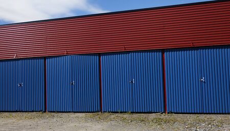 sheet metal storage for rent in a rowの写真素材