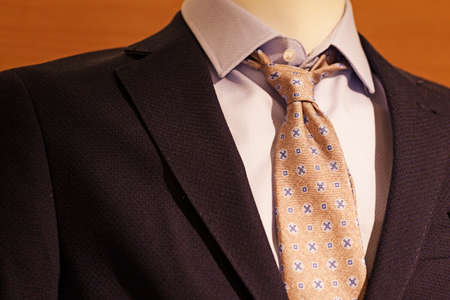 Umea, Norrland Sweden - August 7, 2019: modern jacket with tie in fine patternのeditorial素材