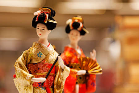 Umea, Norrland Sweden - March 18, 2020: two Japanese geisha dolls found on flea marketのeditorial素材