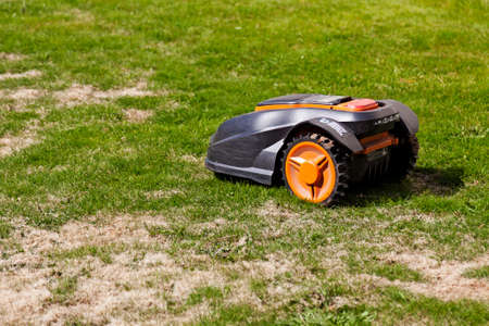 Umea, Norrland Sweden - May 24, 2020: an advanced robotic lawnmowerのeditorial素材