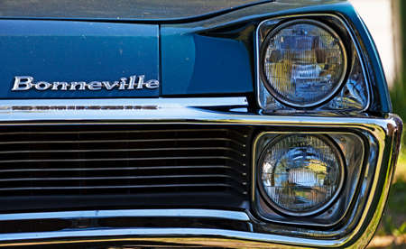 Umea, Norrland Sweden - June 28, 2020: the headlights of an old American carのeditorial素材