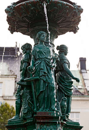 Sundsvall, Norrland Sweden - June 21, 2020: old fountain with different deitiesのeditorial素材