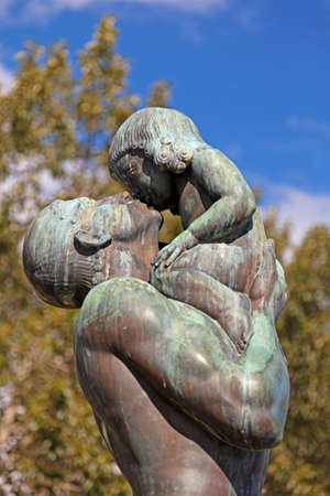 Ostersund, Norrland Sweden - June 17, 2020: famous statue of the love between father and sonのeditorial素材